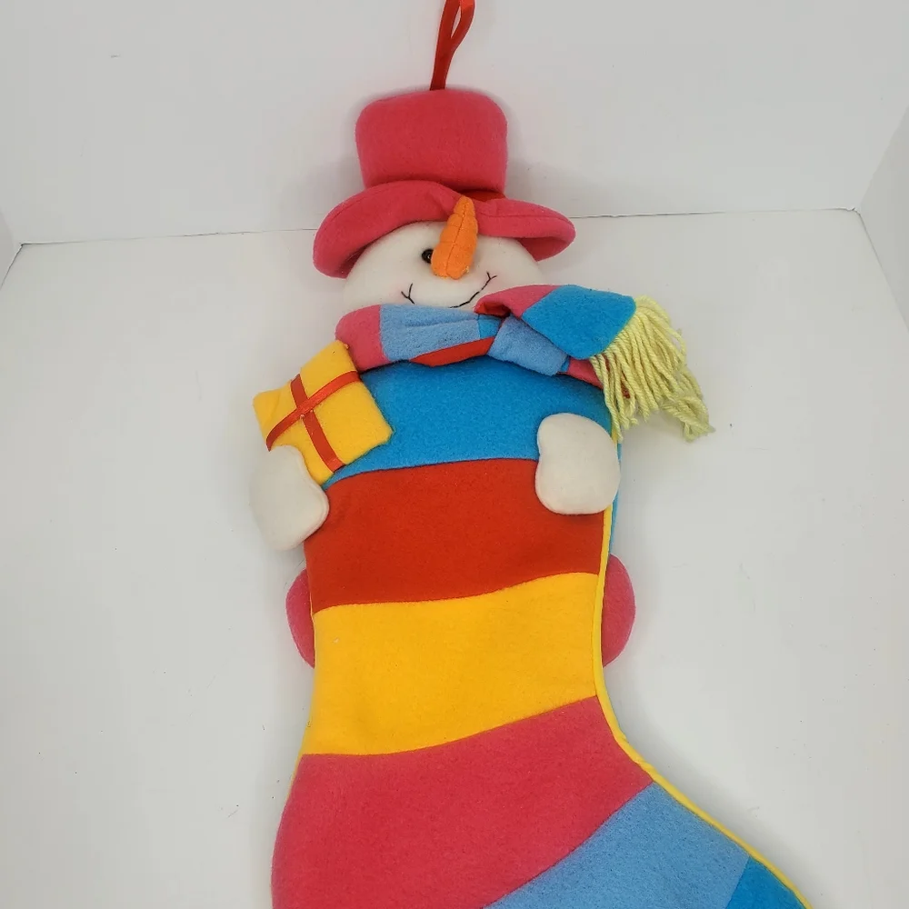 Snowman Pink Felt Christmas Stocking 19